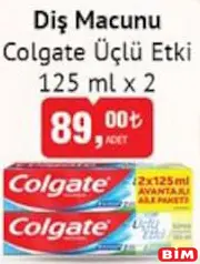 COLGATE ÜÇLÜ ETKİ DİŞ MACUNU 125 ML X 2 COLGATE ÜÇLÜ ETKİ DİŞ MACUNU 125 ML X 2